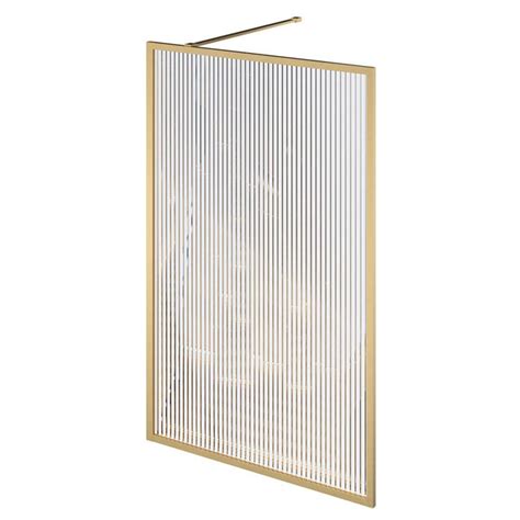 Brushed Gold Fluted Glass Bath Screen Gold Bath Shower Screens In