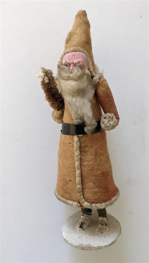 Lot - Early Vintage Clay Face Santa Christmas Figure