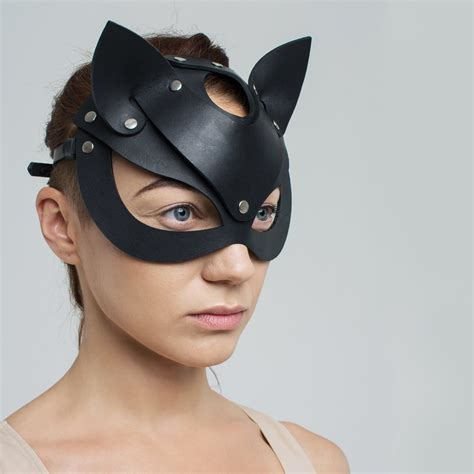 Cat Leather Mask Face Kitten Bdsm Mask For Women Etsy