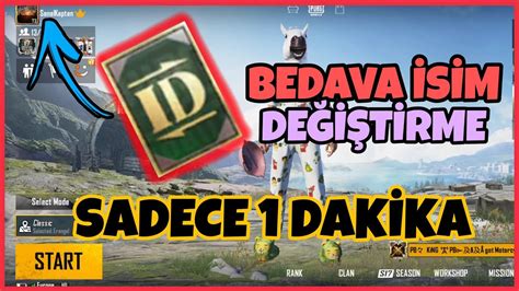 PUBG Mobile İsim Değiştirme Bedava ID Kartı Alma YouTube