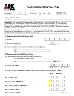 Fillable Online Cscc Unc Carotid Mri Completion Form Collaborative