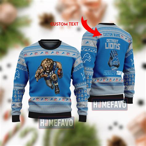 Detroit Lions Mascot Christmas Full Print Sweater - HomeFavo