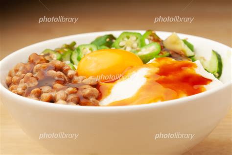 納豆オクラとろろのネバネバ丼 写真素材 6457978 フォトライブラリー Photolibrary