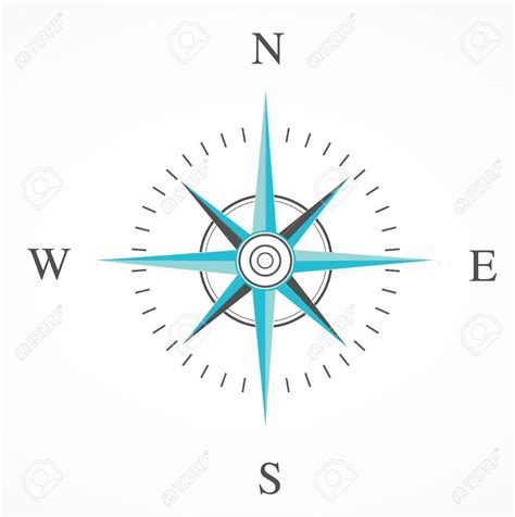 Blue Compass Rose Isolated On Whte Illustration Ad Rose Compass