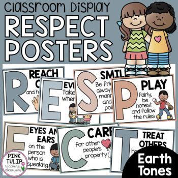 Respect Acrostic Poem Poster Set Earth Tones Classroom Decor