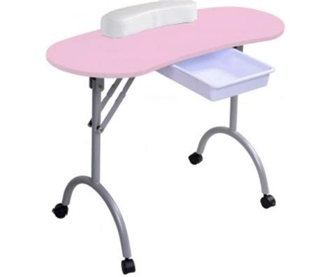 Table De Manucure Pliable Rose Sans Extraction Avec Tiroir Nail