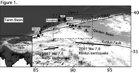 Map Of The Altyn Tagh Fault System In Northern Tibet With The Location