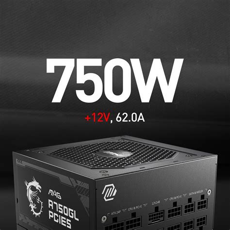 MSI MAG A750GL 750W 80 Plus Gold ATX 3 0 PCIE5 Modular Power Supply