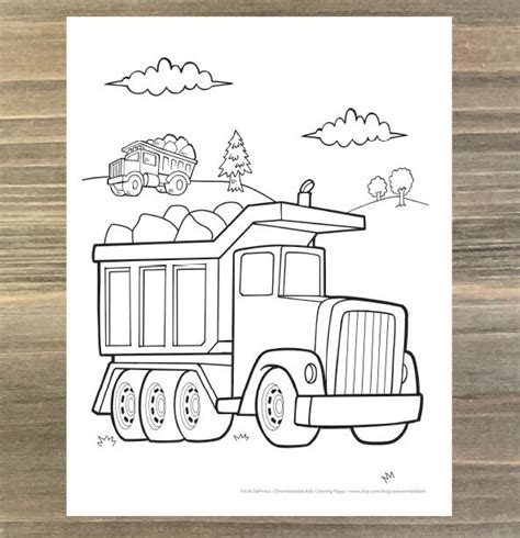 Big Construction Dump Truck Coloring Page Downloadable PDF - Etsy