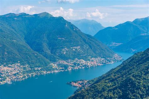 Aerial View of Lake Como from Volta Lighthouse in Italy Stock Photo ...