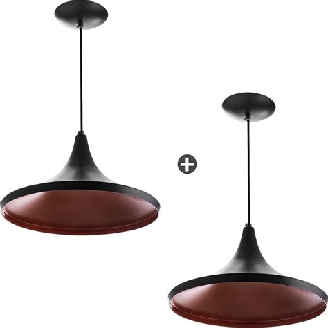 Kit 2 Pendentes Chapeu Aluminio Tom Dixon Preto Lindissimo P Shopee