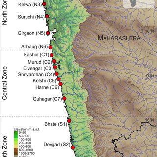 map   study coastline  collection sites