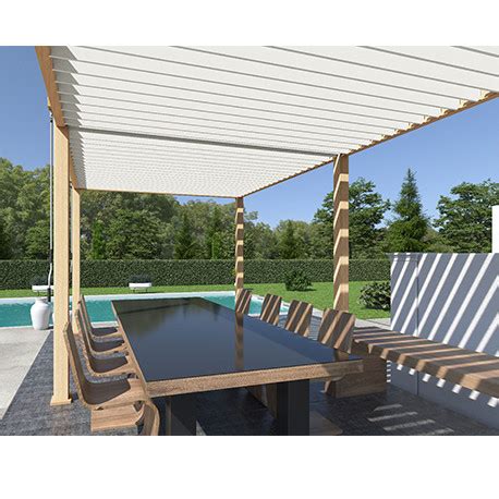 Pergola Bioclimatique 3 x 6 m 18m² Autoportée en Alu Woodlook bois