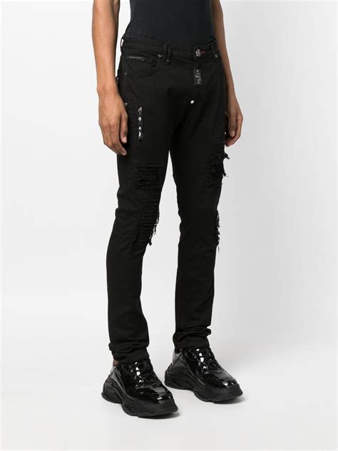 Philipp Plein Rock Star Jeans Im Distressed Look Schwarz FARFETCH DE