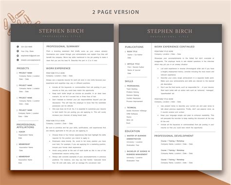 modern professional cv template google docs executive resume template