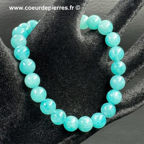 Bracelet en amazonite du Brésil Perles 8mm Extra Cœur de Pierres