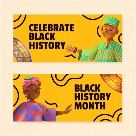 Free Vector | Watercolor black history month horizontal banners set