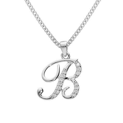 Collier Avec Pendentif En Argent Rhodi Initiale B Majuscule Avec