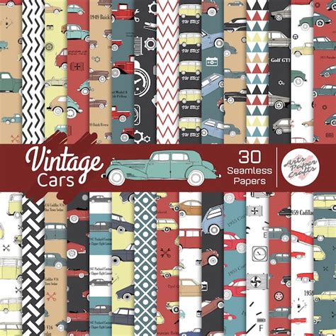 Vintage Cars Seamless Patterns Etsy