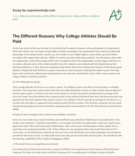 Thesis On Why College Athletes Should Be Paid