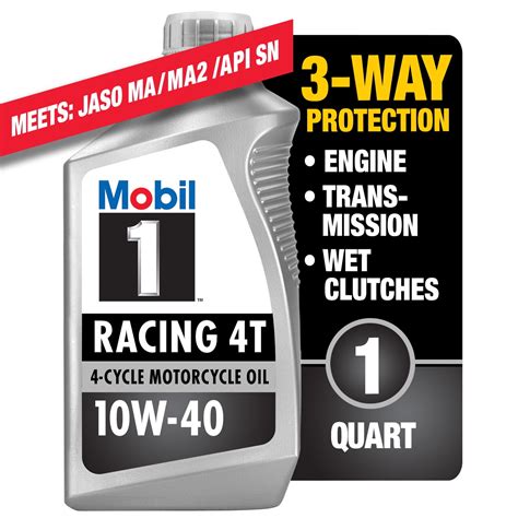 Mobil 1 Racing 4T Full Synthetic Motorcycle Oil 10W 40 1 Qt Walmart