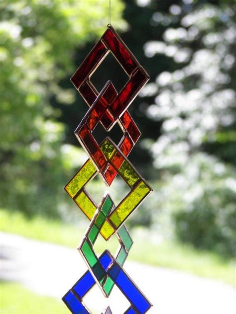 Stained Glass Rainbow Chain Rainbow Suncatcher Stained Glass Etsy Stained Glass Glass