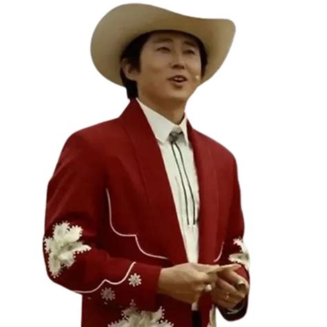 Nope 2022 Steven Yeun Cowboy Red Blazer Suit