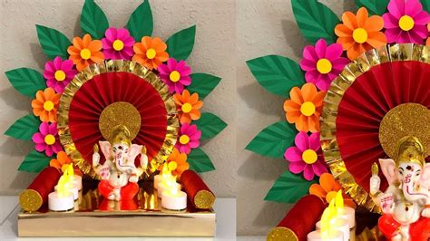 Diy Eco Friendly Ganesh Makhar Decoration Ideas Ganapathi Makhar 2020 Ganapathi Mandap