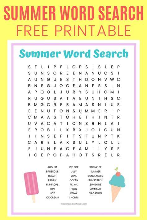 Printable Word Searches For Adults Summer