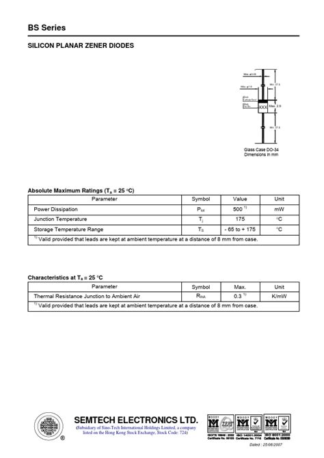 33BSD Datasheet PDF SILICON PLANAR ZENER DIODES