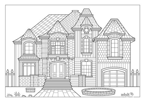 Free Printable Mansion House Coloring Pages for Adults