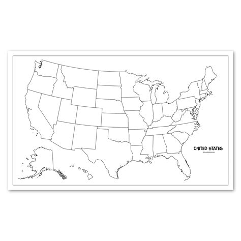 Buy Blank USA Outline LAMINATED - 18" x 29" (For Use With Wet Erase ...