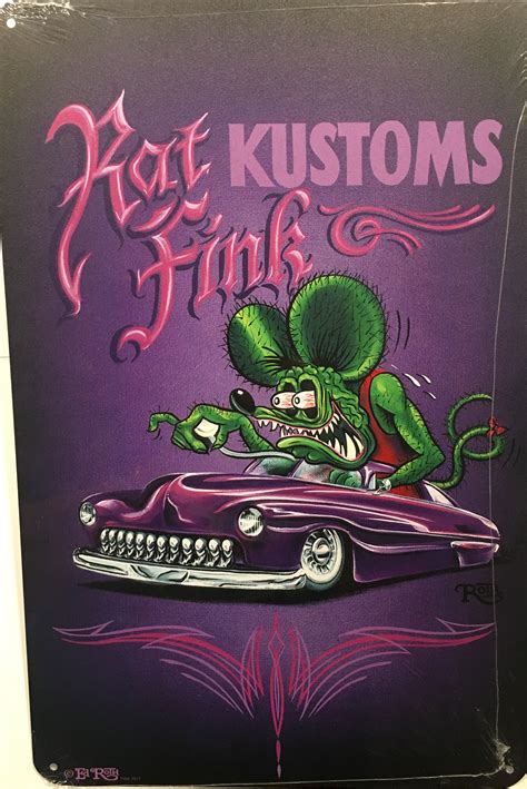 Rat Fink Custom Fuchsia Aluminum Sign X Ed Roth S Rat Fink