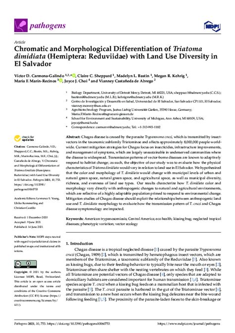 Pdf Chromatic And Morphological Differentiation Of Triatoma Dimidiata Hemiptera Reduviidae