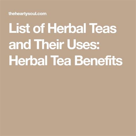 Benefits Of Herbal Teas Printable List