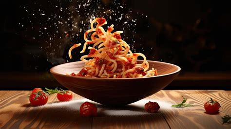 Premium Photo Floating Pasta Dish Generative Ai