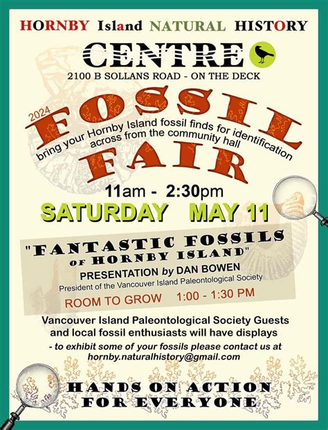 Hornby Island BC Upcoming Events Natural History Museum Fossil Fair