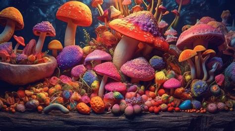 Premium AI Image | A colorful mushroom wallpaper with a lot of mushrooms