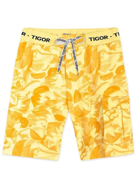 Bermuda Alfaiataria Infantil Masculina Amarelo Tigor T Tigre