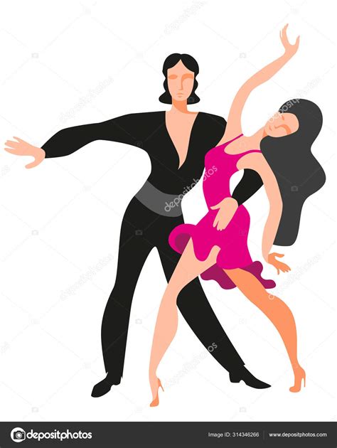 Beautiful Couple Dancing Latin American Dance Stock Vector By ©juvart