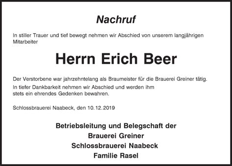 Traueranzeigen Von Erich Beer Mittelbayerische Trauer