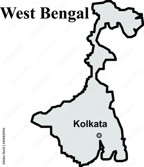 west bengal state map, Indian state border capital kolkata Stock Vector ...