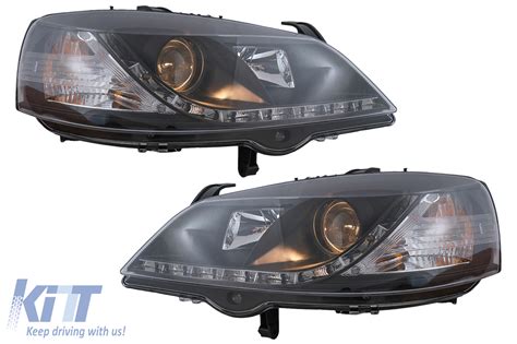 Led Drl Headlights Suitable For Opel Astra G Black