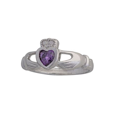 February Birthstone Amethyst Crystal Claddagh Ring Irish Claddagh Ring