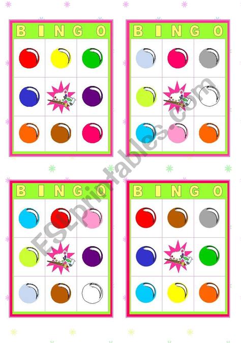 Bingo Cards Colours Esl Worksheet By Mena22