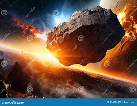 Big Asteroid Crashing On The Surface Of An Earth Like Planet Digital