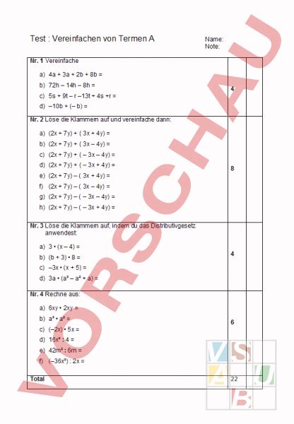 13 Terme Vereinfachen Arbeitsblatt Teknoalpi