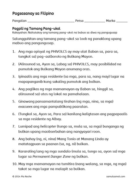 Pagpili Ng Tamang Pang Ukol 2 Pdf