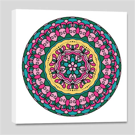 DIY Round Green Trippy Mandala Art Canvas Painting - WallMantra