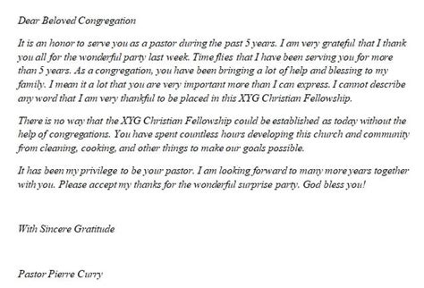 Pastor Appreciation Letter to Congregation And Example | room surf.com